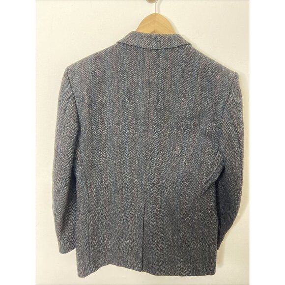 Moores Harris Tweed Men's 40 R Black Scottish Wool Blazer Sports Jacket - Picture 2 of 11